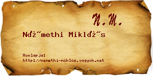 Némethi Miklós névjegykártya